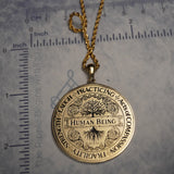 Human Being Medallion Necklace - in Brass
