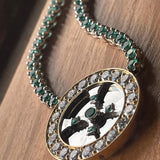 Rosone di Fede Emerald & Diamond Medallion Necklace — 18K Gold & Platinum